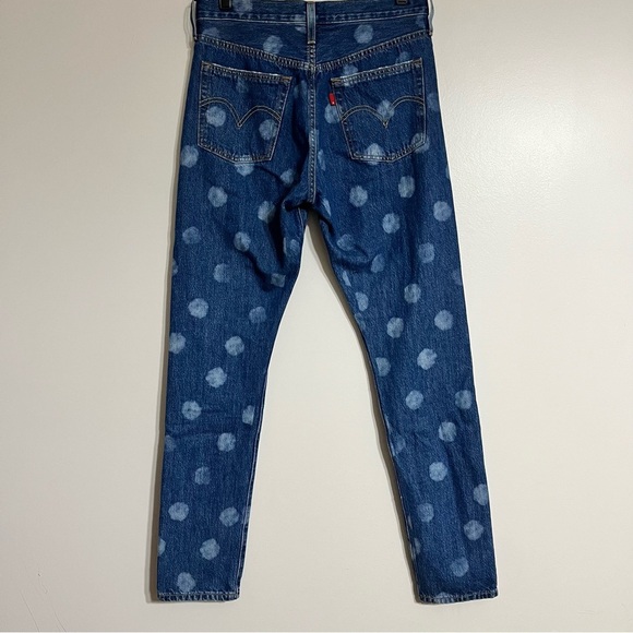 Levi's 501 30x29 Polka Dot Jeans High Rise Ankle Button Fly Raw Hem - Picture 8 of 9